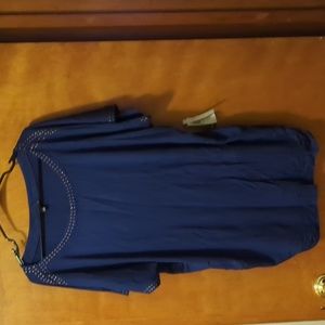 Premise 3x dk blue t shirt with brass decorations